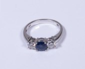 LADIES 14K GOLD SAPPHIRE AND D
