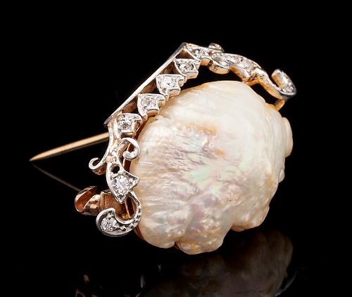 LADIES 14K PEARL & DIAMOND