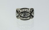 LADIES 14K WHITE GOLD, DIAMOND