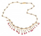 LADIES 18K, RUBY & DIAMOND FRI