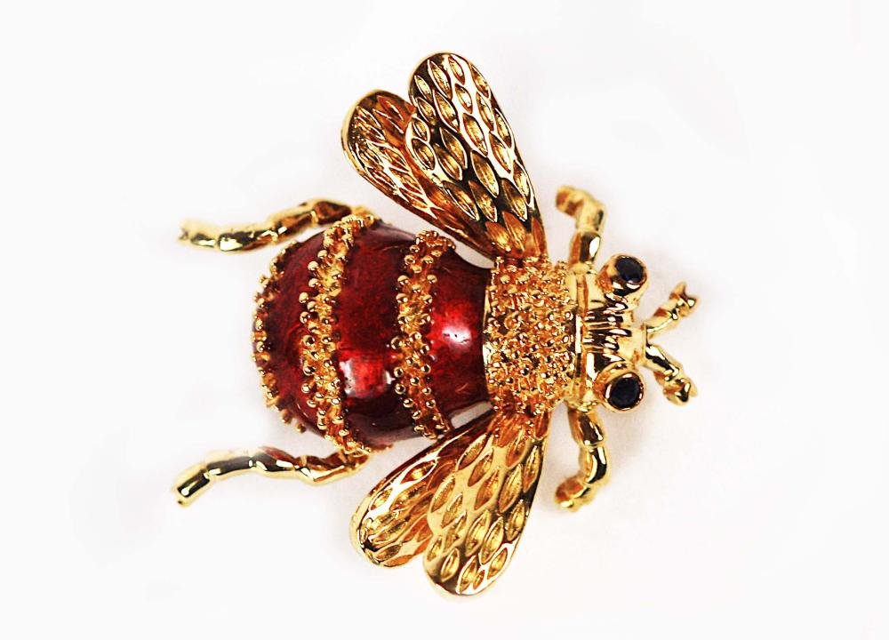 LADIES' 18KT. YELLOW GOLD AND RED