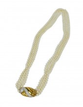 LADIES 18KT.GOLD, PEARLS, AND