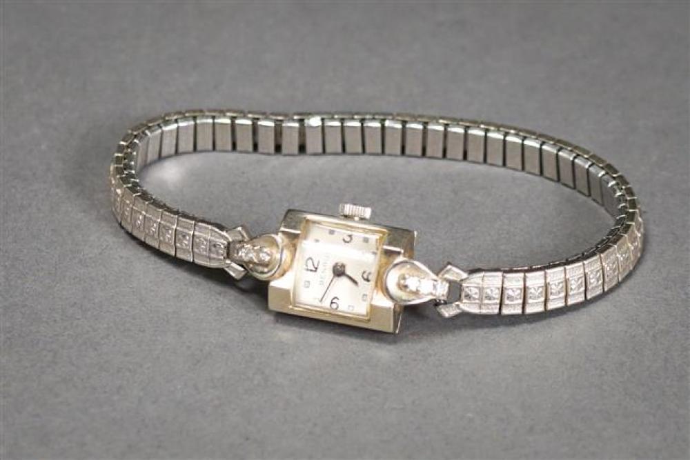 LADIES BENRUS 14-KARAT WHITE-GOLD