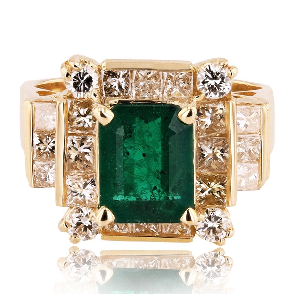 Ladies cast 2.68ct emerald and