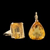 LADIES CITRINE RING AND PENDAN