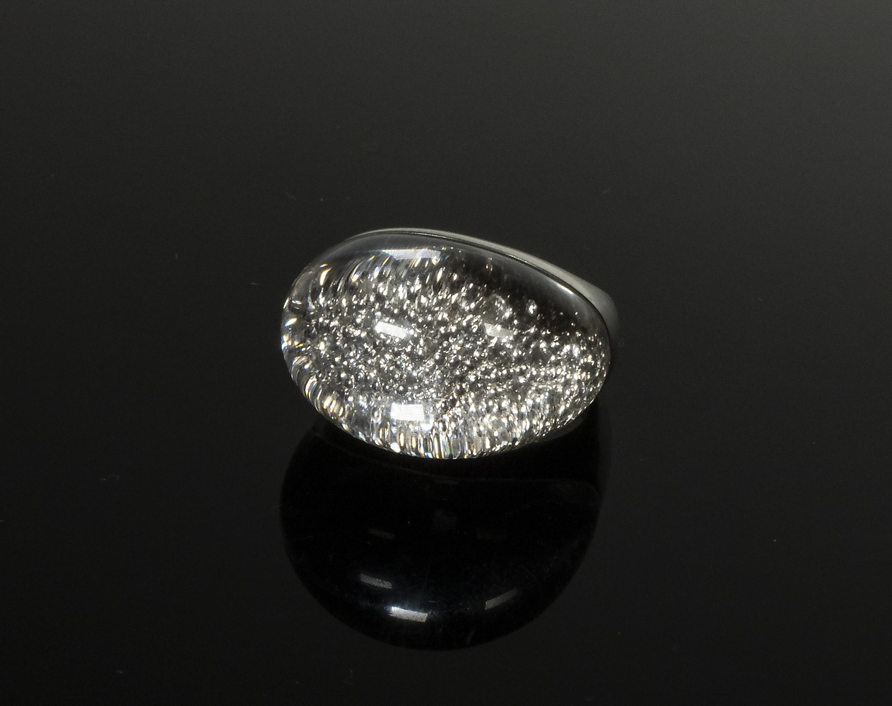 LADIES CRYSTAL & DIAMOND RING 18K