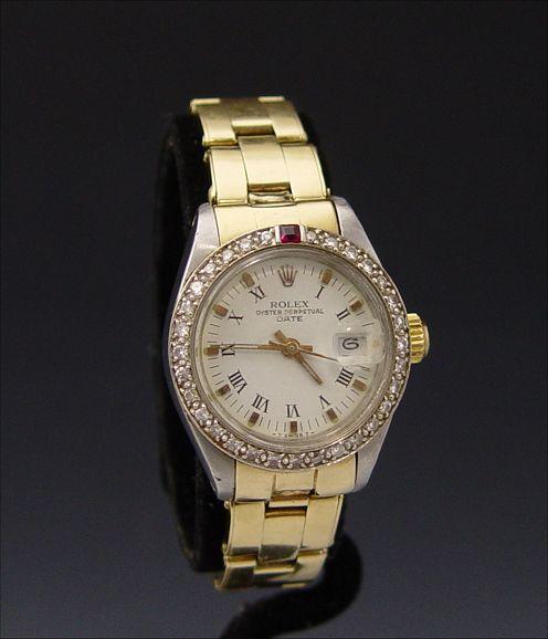 LADIES DATE ROLEX OYSTER WATCH WITH