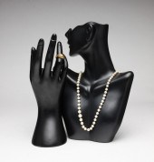 LADIES' DIAMOND RING AND PEARL