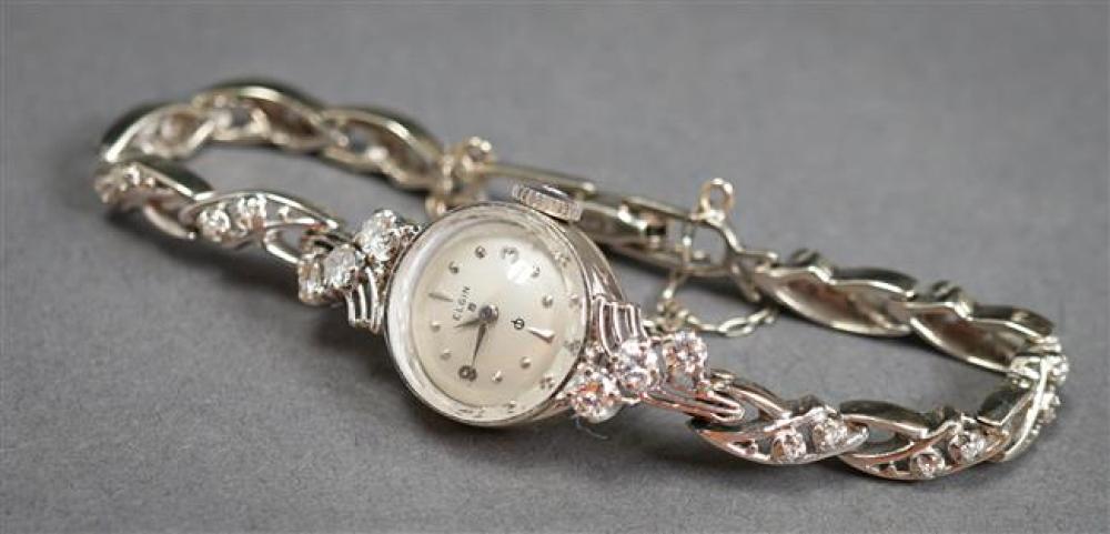 LADIES' ELGIN 14-KARAT WHITE-GOLD