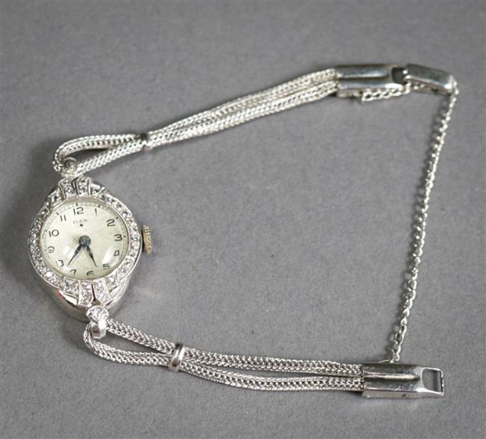 LADIES ELGIN PLATINUM AND DIAMOND