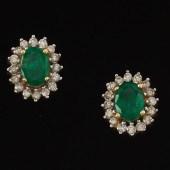 LADIES' EMERALD AND DIAMOND EA