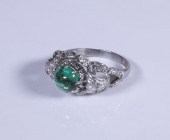LADIES EMERALD CABOCHON AND DI