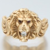 LADIES' GOLD AND DIAMOND LION
