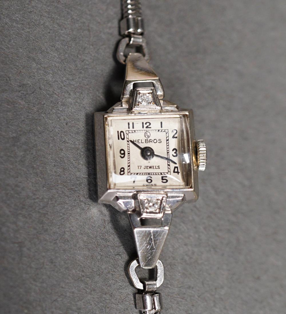 LADIES' HELBROS 14-KARAT WHITE-GOLD