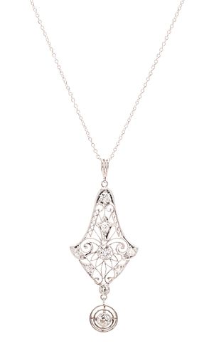 LADIES PLATINUM & DIAMOND PENDANT