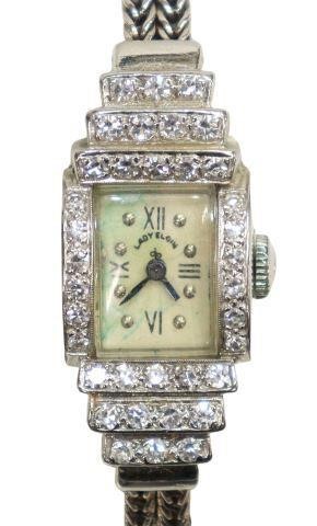LADY ELGIN 14KT WHITE GOLD &