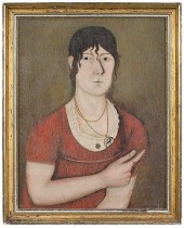 LADY IN RED DRESS FOLK PORTRAI