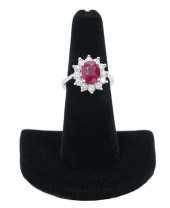 LADY'S 14K WG RUBY & DIAMOND H