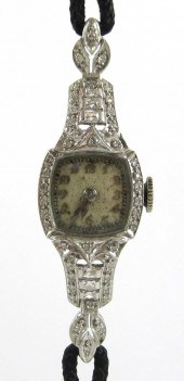 LADY'S ART DECO DIAMOND AND PL