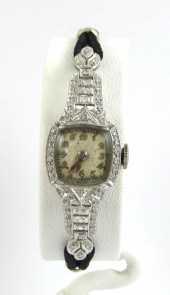LADY'S ART DECO DIAMOND AND PL