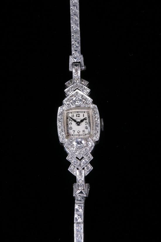LADY'S ART DECO PLATINUM AND