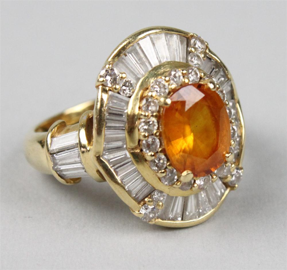 LADY'S BRUSHED GOLD AND RUBY