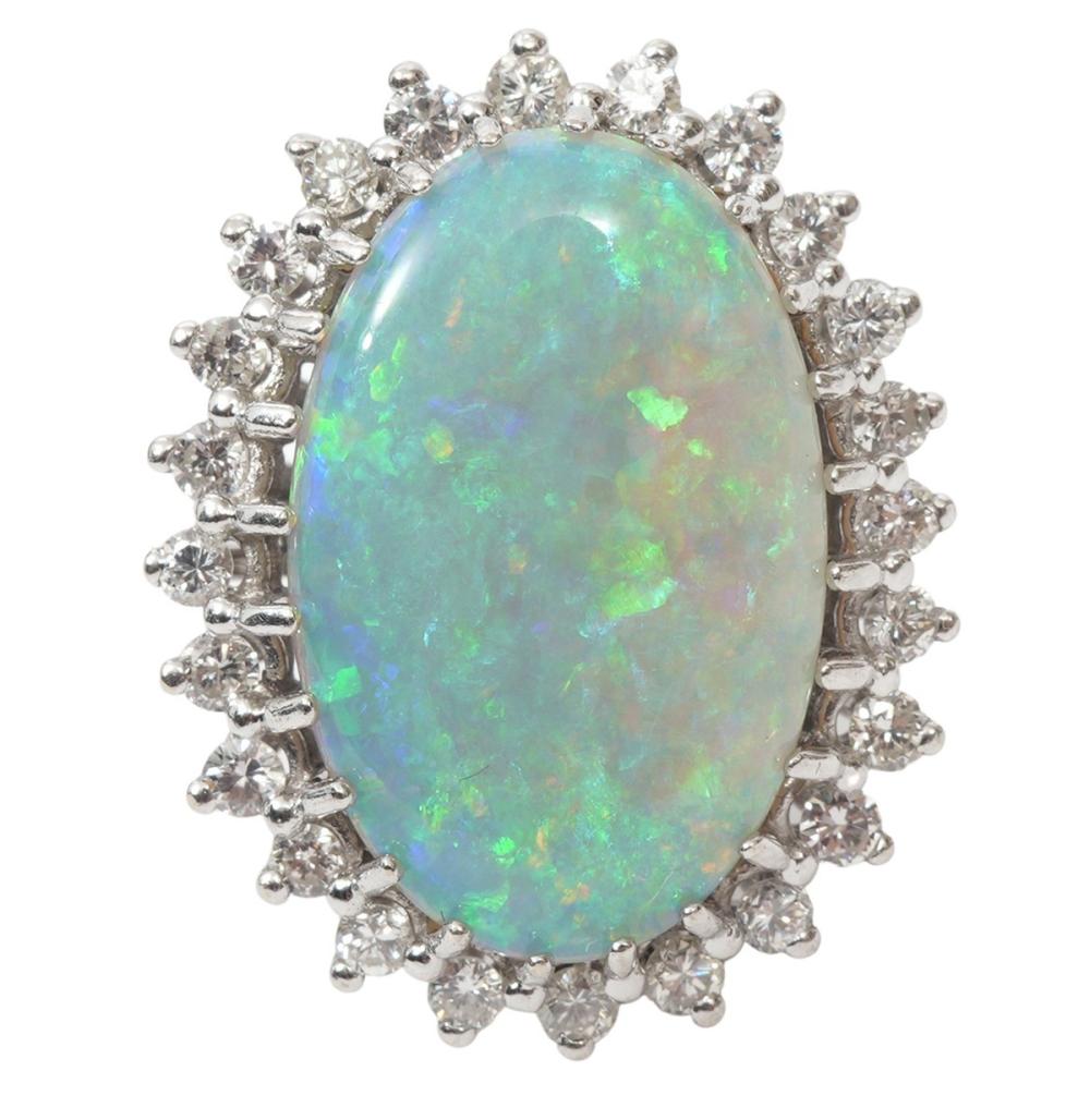 LADY'S DRAMATIC OPAL, DIAMOND & 14K