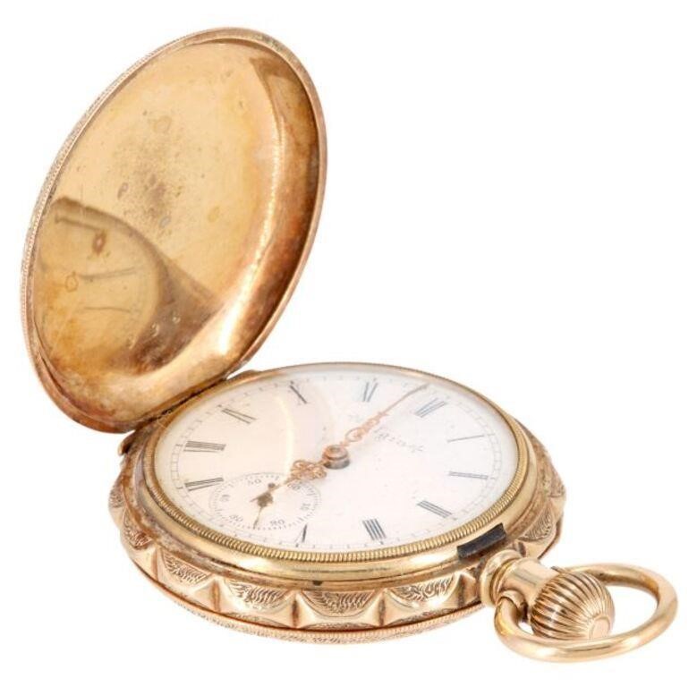 LADY'S ELGIN 14KT FANCY HUNTER CASE