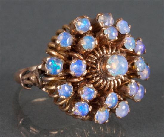 Lady's gold-plated and opal cluster