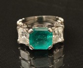 LADY'S PLATINUM DIAMOND AND EM