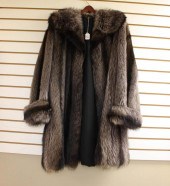 LADY'S RACCOON FUR COAT, THREE
