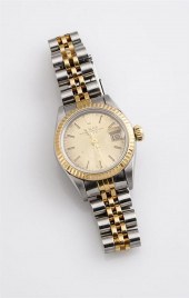 LADY'S YELLOW-GOLD AND STAINLE