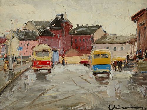 LAIMDOT MURNIEK "THE TOWN" 1960 OIL