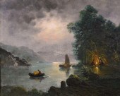 LAKE SCENE, OIL ON CANVAS, 19C