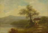 LAKESIDE LANDSCAPE WITH MOUNTA