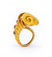 LALAOUNIS 18K RAM'S HEAD RING