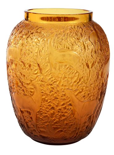 LALIQUE AMBER GLASS "BICHES"