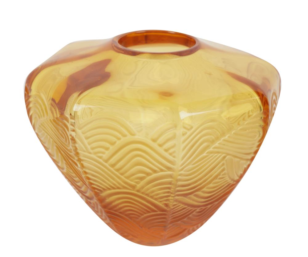 LALIQUE AMBER GLASS VASELalique