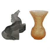 LALIQUE ARABESQUE VASE AND KAZ
