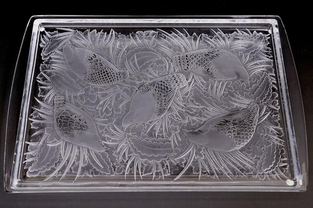 LALIQUE ART DECO QUAIL ETCHED