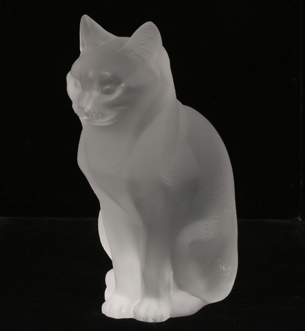 Lalique art glass seated cat; "Chat