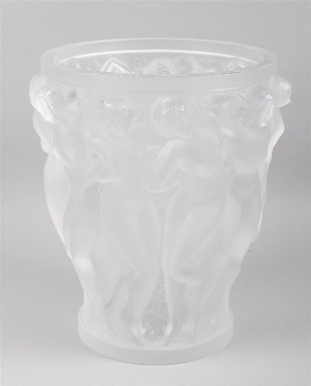 LALIQUE 'BACCHANTES' VASE HEIGHT: 9