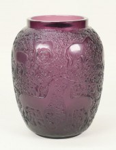 LALIQUE BICHES CRYSTAL VASE AM
