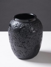 LALIQUE "BICHES" GLASS VASE, W