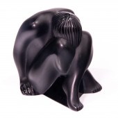 LALIQUE BLACK GLASS FIGURE OF