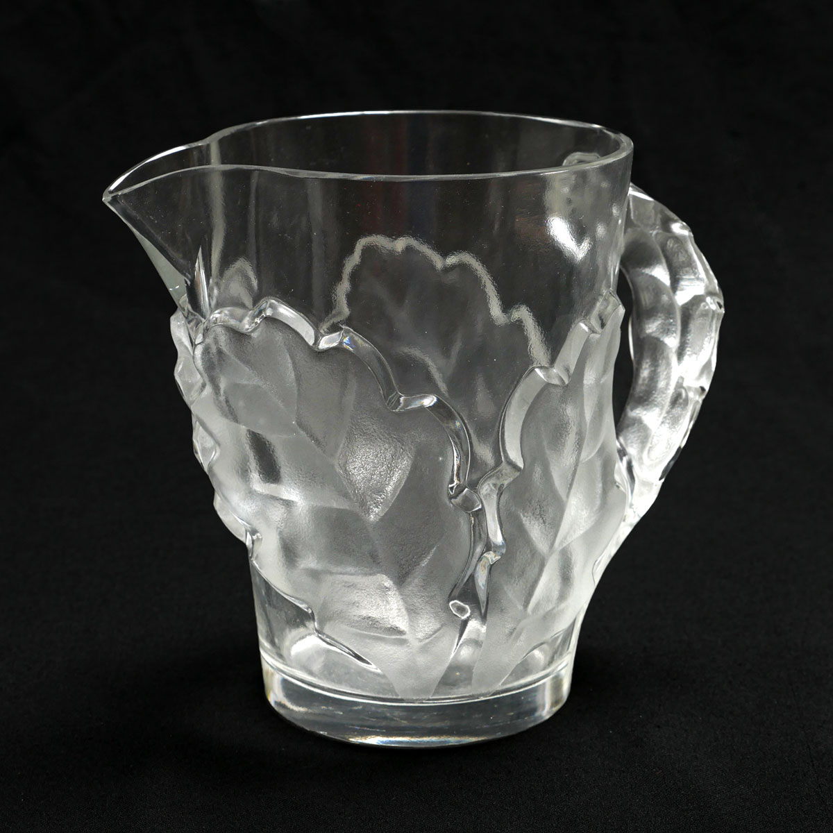 LALIQUE ''CHENE'' GLASS PITCHER: