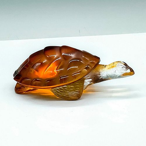 LALIQUE CRYSTAL AMBER TURTLE
