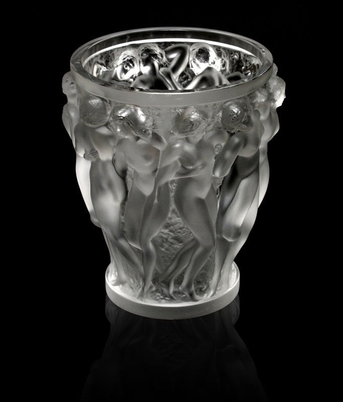LALIQUE CRYSTAL BACCHANTES VASE: