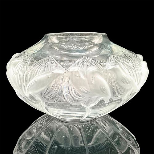 LALIQUE CRYSTAL BIRD VASEA clear