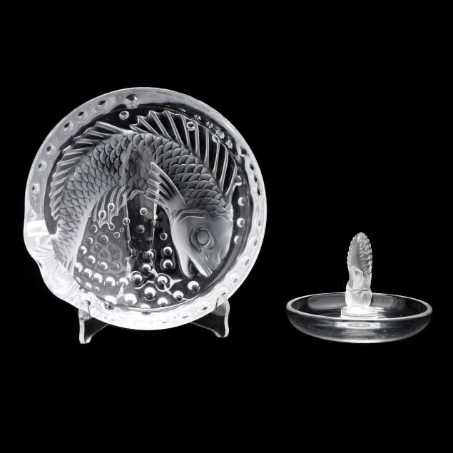 LALIQUE CRYSTAL BOWL AND JEWELRY